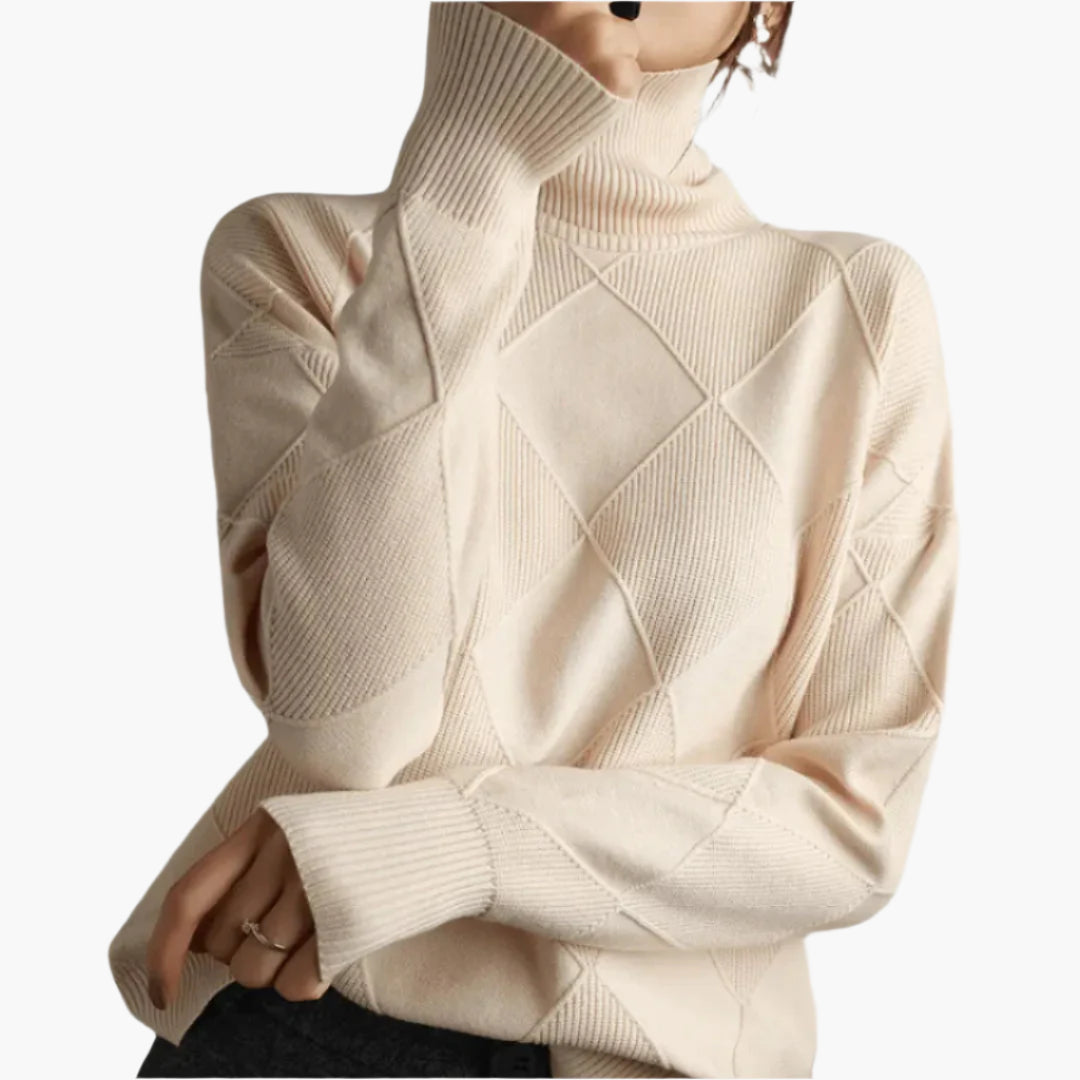 Women's Knitted Sweater with Diamond Pattern – Stylish Casual Look for Every Occasion
