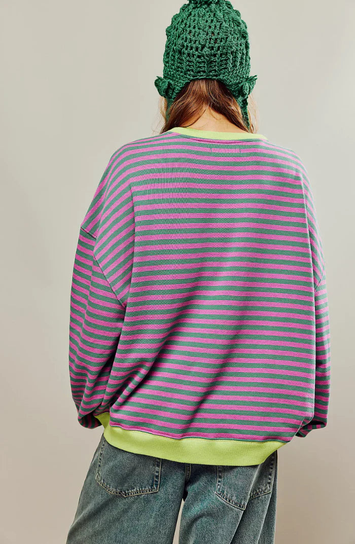 Women's Oversized Striped Sweater – Casual Comfort for Autumn and Spring