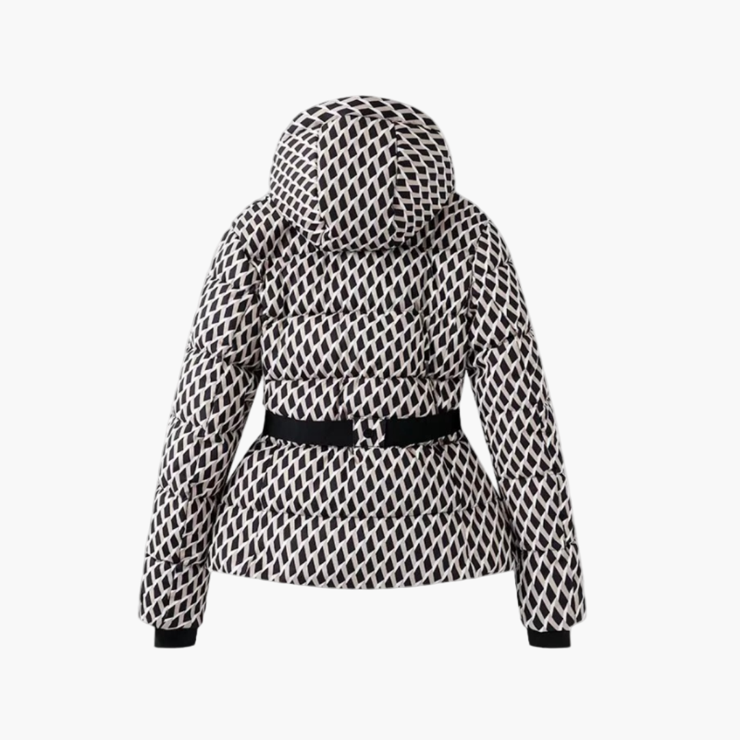 Women's Quilted Winter Coat with Belt and Hood – Stylish Water-Repellent Puffer Jacket for Cold Days