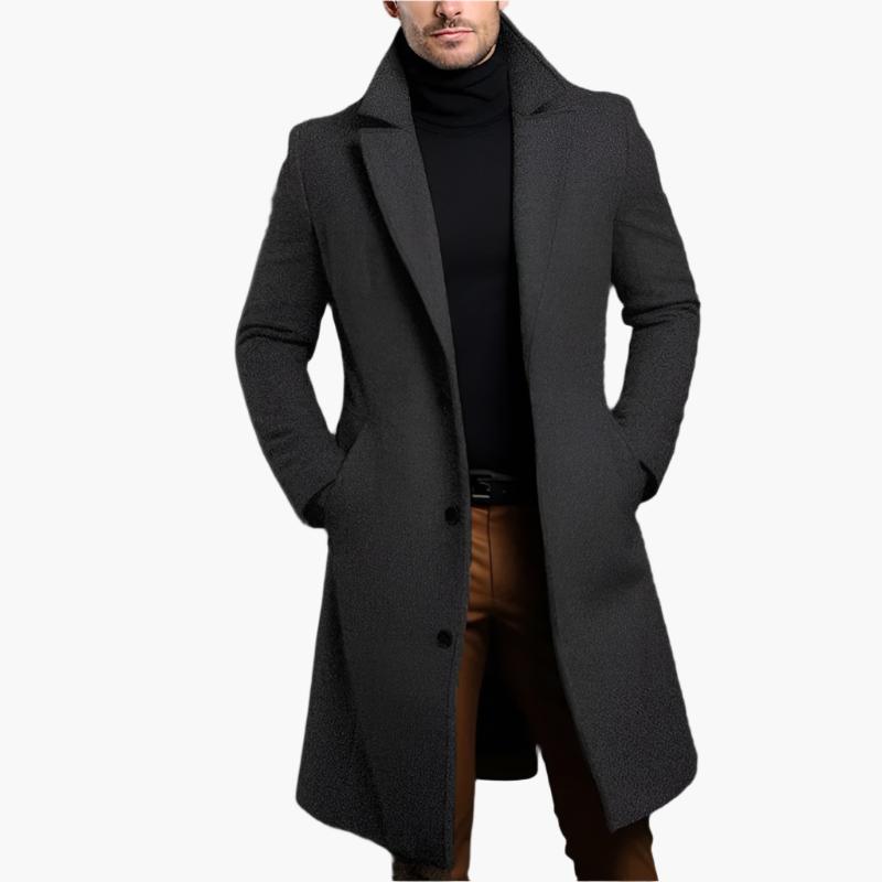 Men's Classic Long Coat – Stylish Overcoat for Business and Casual Use