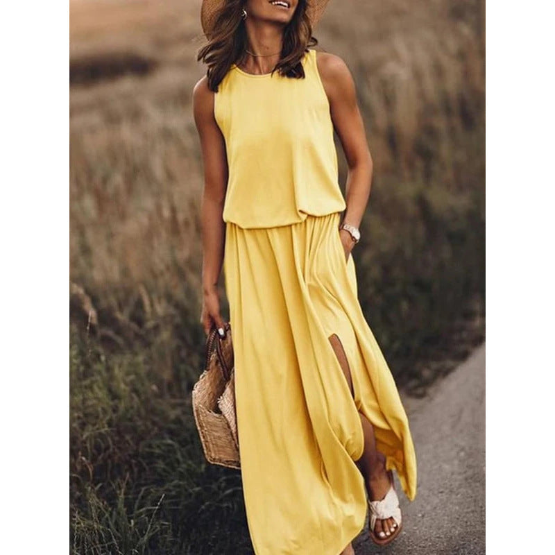 Women's summer dress with slit – maxi dress for beach, party or wedding – elegant boho women's dress in plus sizes