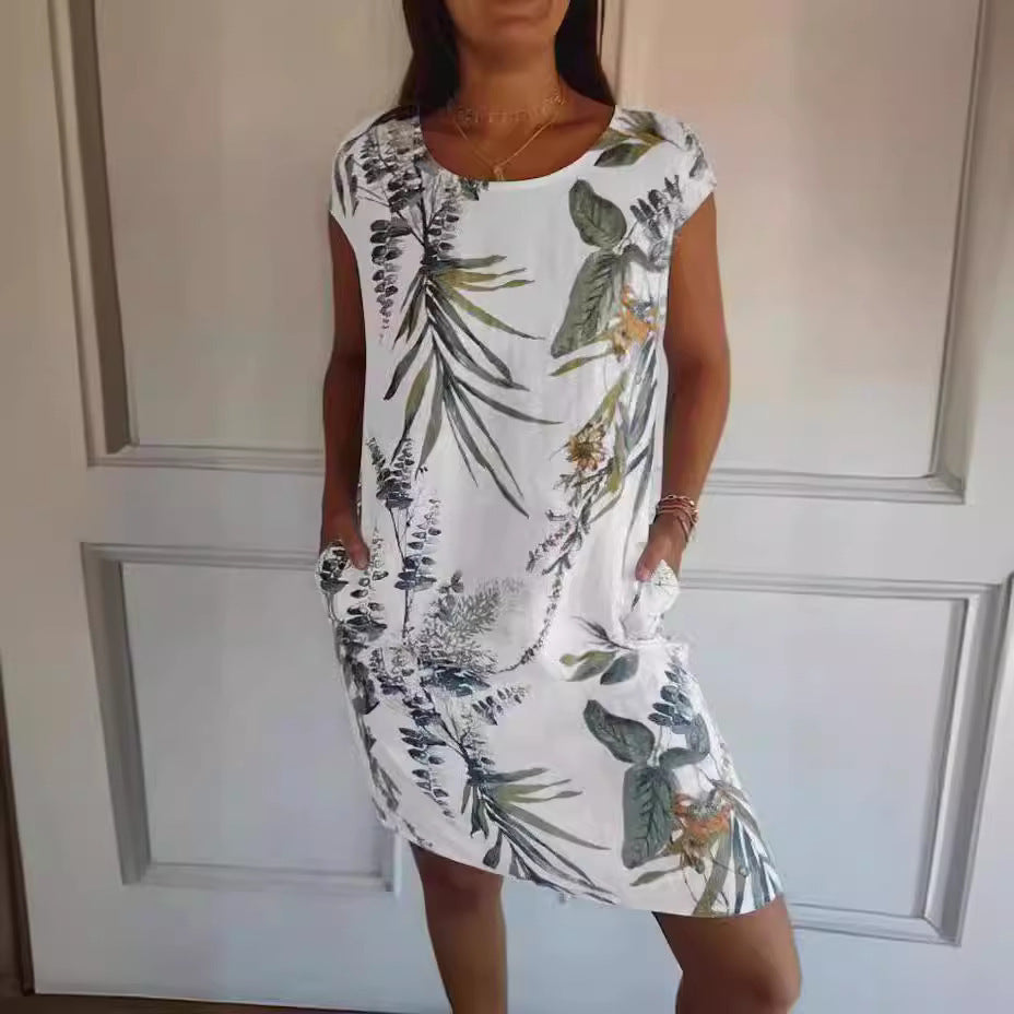 Fiona – Dress with Flower and Leaf Print for Women