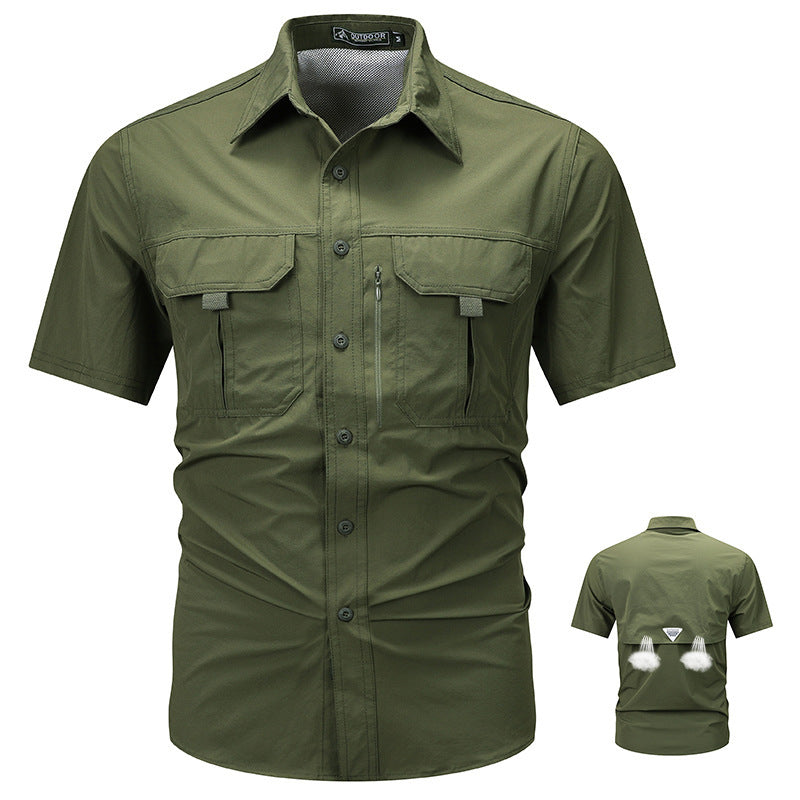 Men's Outdoor Short Sleeve Shirt with Functional Pockets – Ideal for Active Days