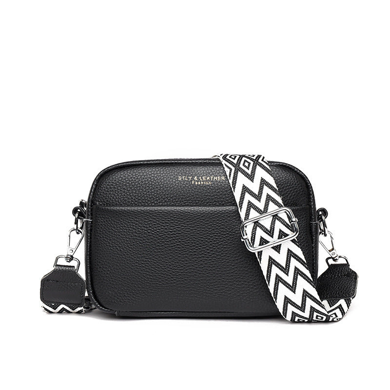 Hayley – Shoulder bag with Rhombus Embroidered Wide Shoulder Strap