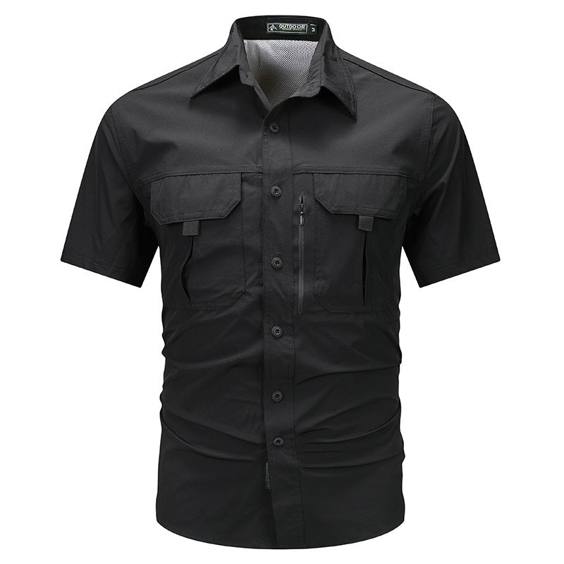Men's Outdoor Short Sleeve Shirt with Functional Pockets – Ideal for Active Days