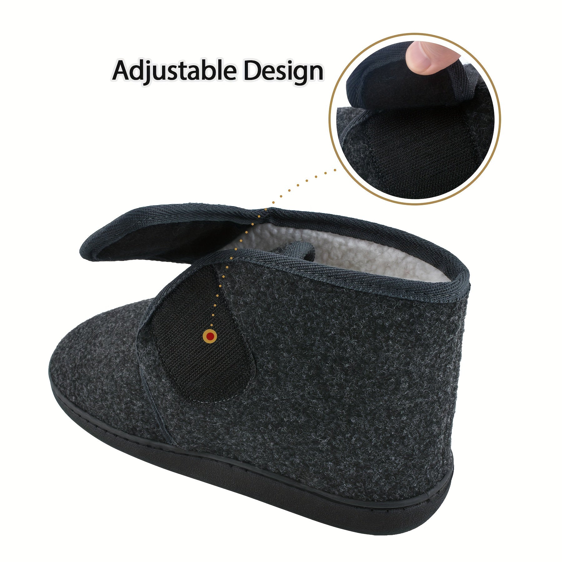 Men's Slippers with Ankle Strap and Velcro Closure – Comfortable Vintage House Shoes for Daily Use