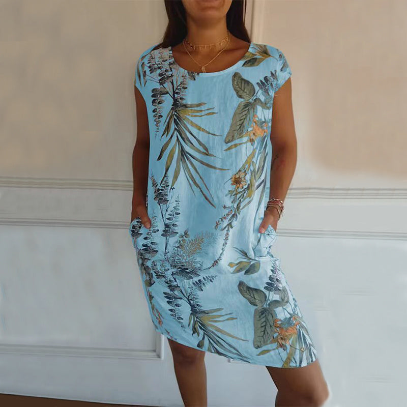 Fiona – Dress with Flower and Leaf Print for Women