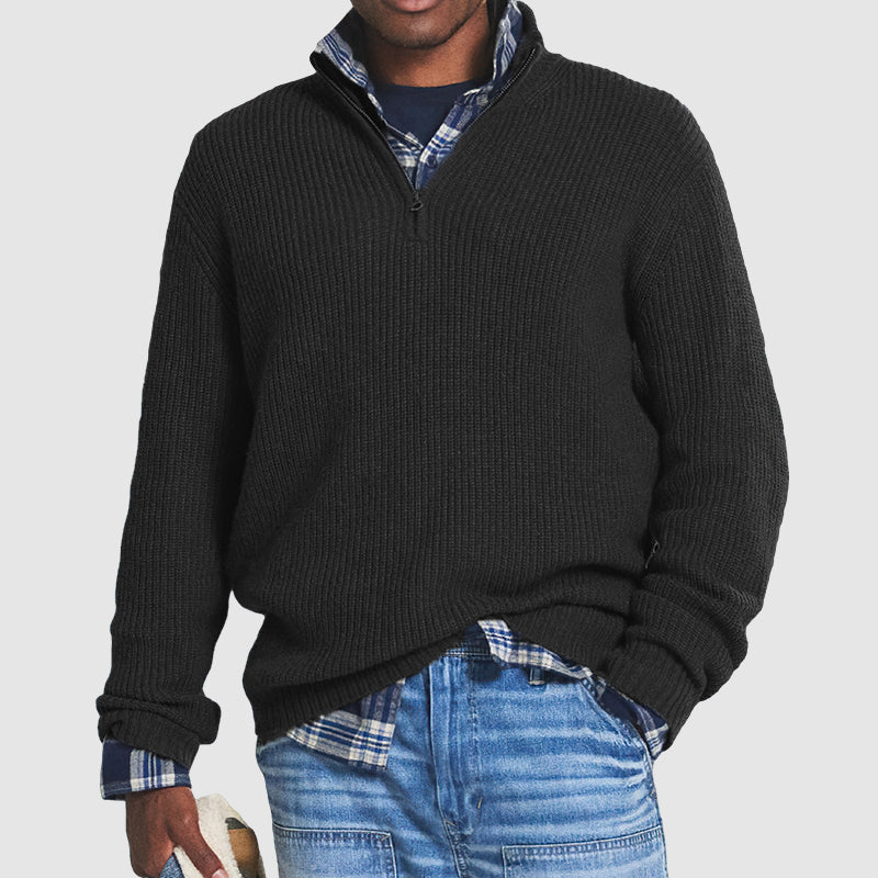 Men's Half-Zip Knitted Sweater – Business Casual Style for Comfort and Class