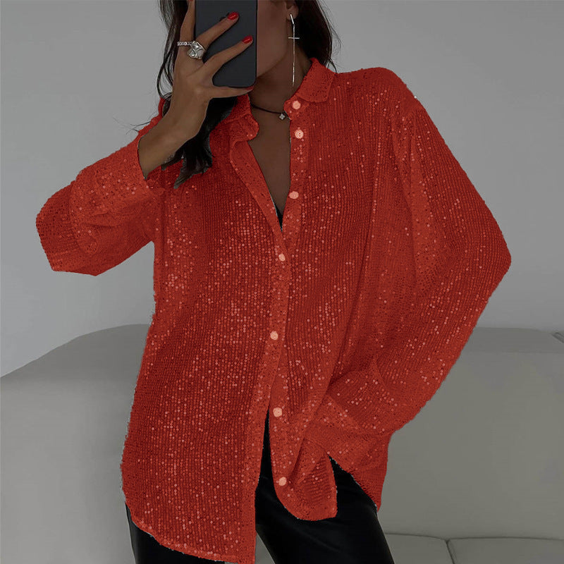Mary – Long Sleeve Sequin Blouse for Parties