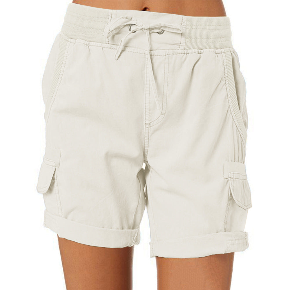 Women's Cargo Shorts with Comfortable Waistband and Pockets