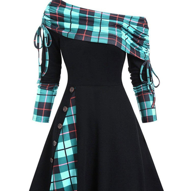 Michelle – Elegant Swing Dress with One Shoulder
