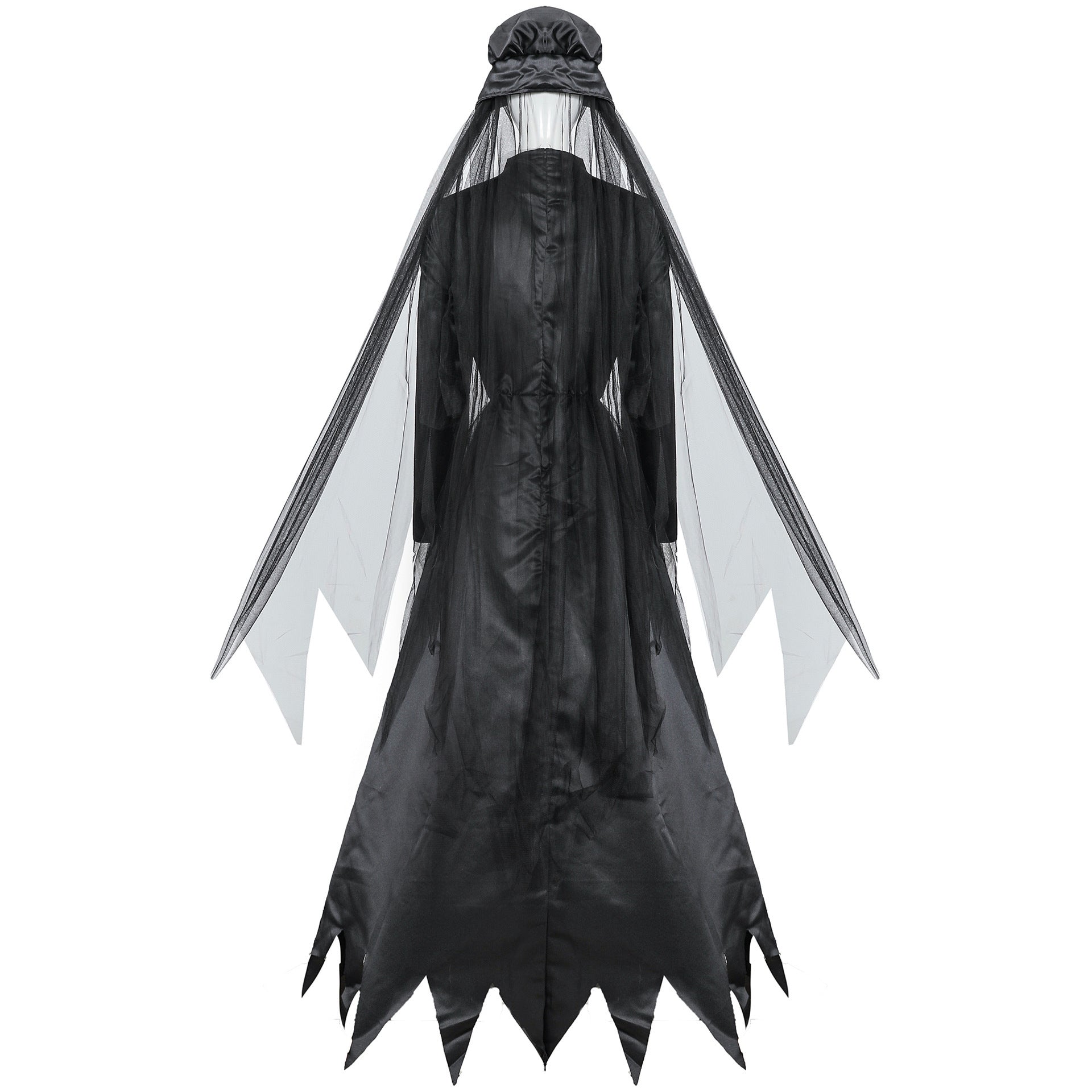 Ladies Halloween Widow Costume - Spooky Dress with Veil for Halloween Party & Cosplay