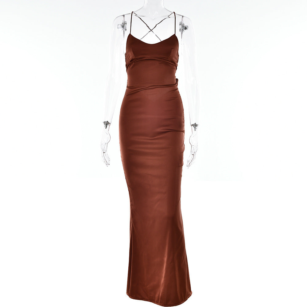 Ruby – Sexy Satin Dress with Open Back