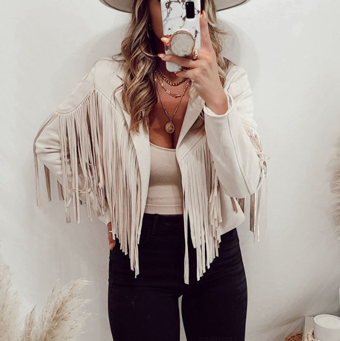 Imogen – Slim-fit Long Sleeve Jacket with Tassels