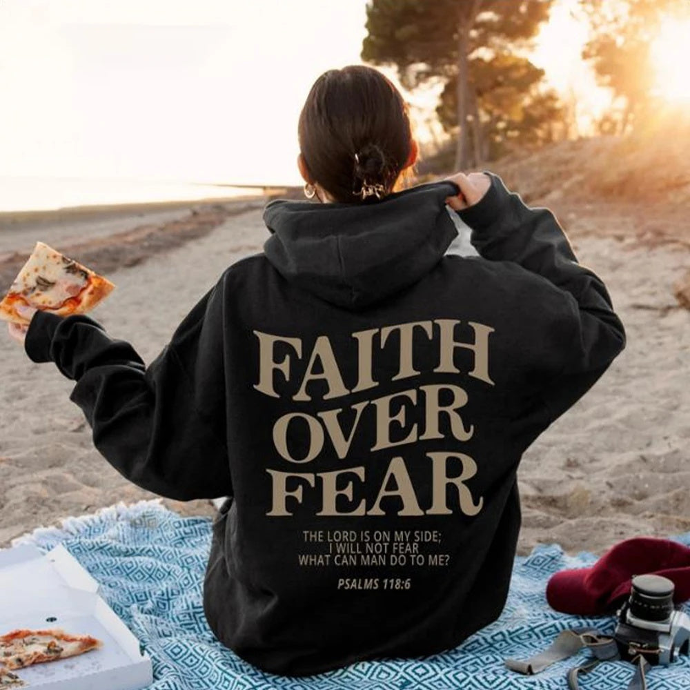 Faith Over Fear unisex hoodie – comfortable casual hoodie with print for men and women