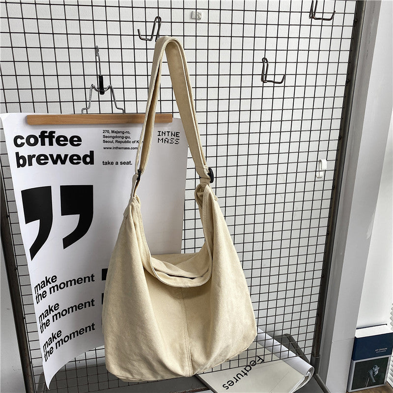 Casual Ladies Oversized Canvas Shoulder Bag with Adjustable Strap