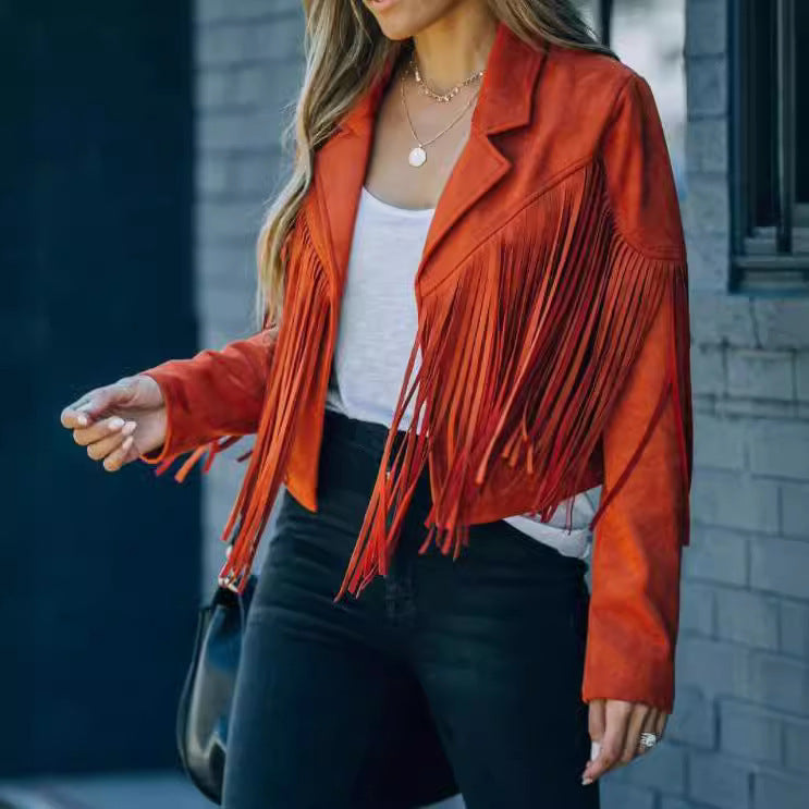 Imogen – Slim-fit Long Sleeve Jacket with Tassels
