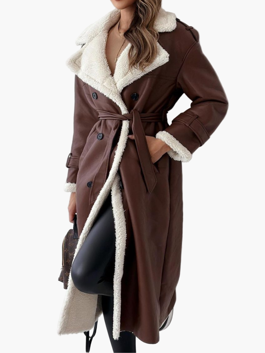 Women's Long Stylish Winter Coat with Warm Collar – Elegant Trend Coat for Autumn and Winter
