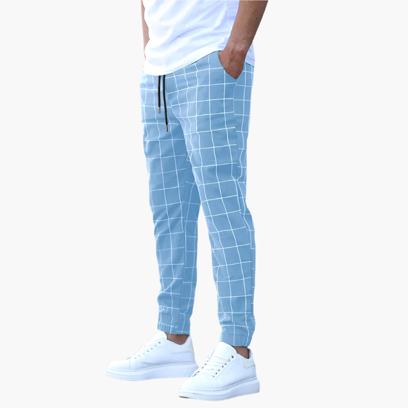 Men's Jogging Pants with Checkered Pattern – Stylish Casual Pants for Daily Use
