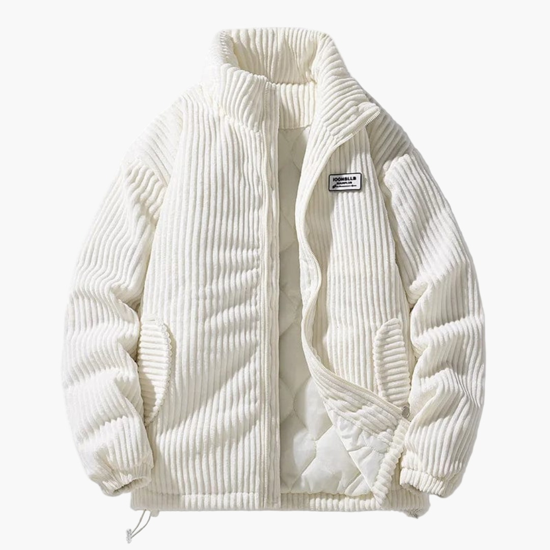 Men's Corduroy Winter Jacket, Casual Ribbed, Comfortable and Warm