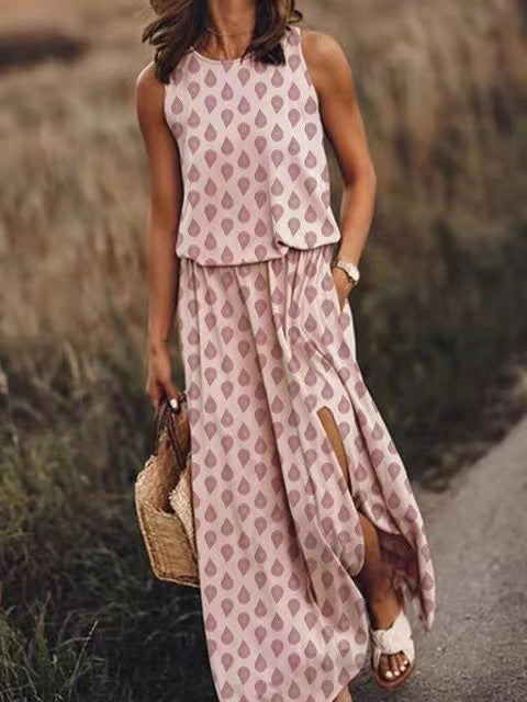 Women's summer dress with slit – maxi dress for beach, party or wedding – elegant boho women's dress in plus sizes