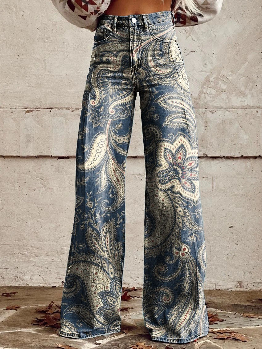 Jenny – Wide Women's Pants with 3D Digital Print