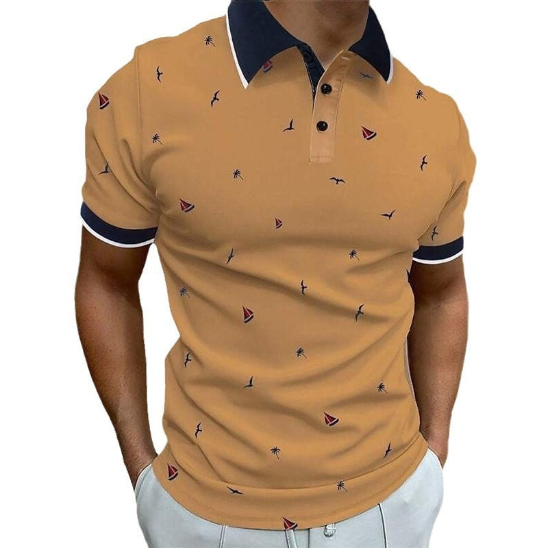 Neville – Short Sleeve Street Style Shirt with Sailboat Print