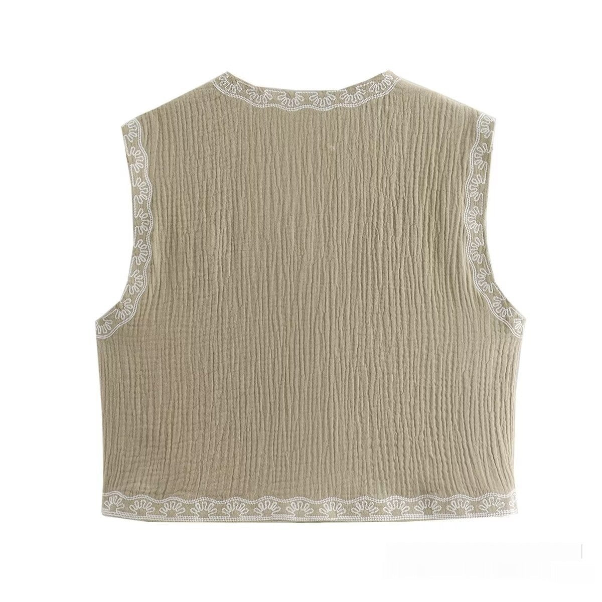 Phoebe – Fashionable Female Vest with Two-tone Embroidery