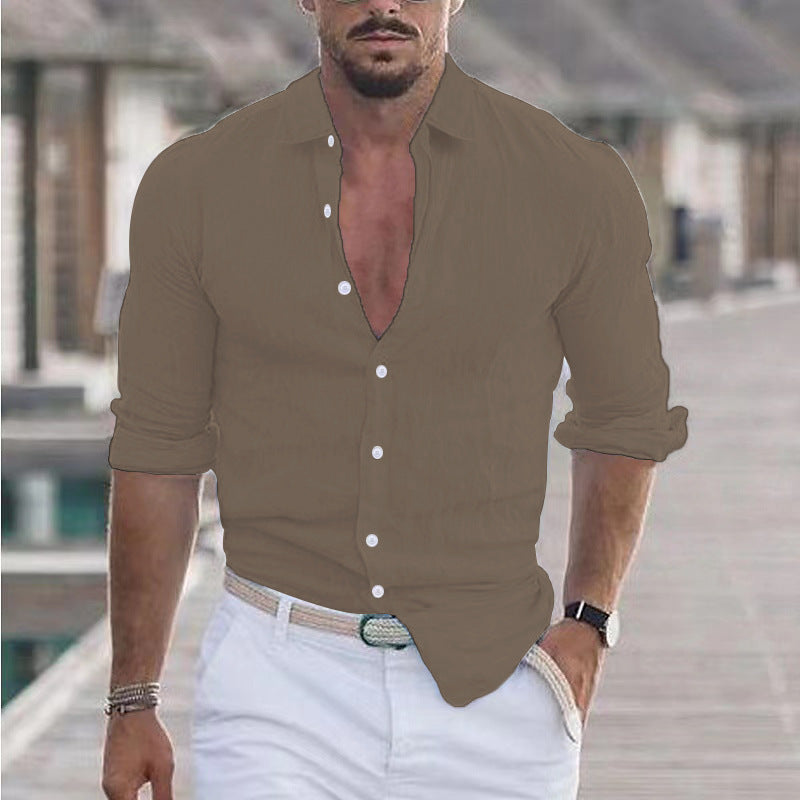 Men's Casual Shirt with Long Sleeves – Perfect for Summer and Vacation