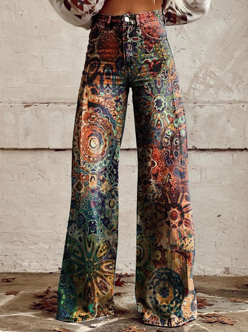 Jenny – Wide Women's Pants with 3D Digital Print