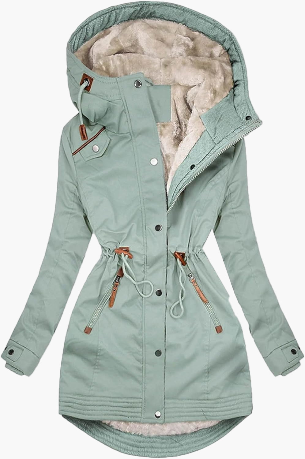 Women's Winter Coat Parka with Fleece Lining and Hood - Stylish Outdoor Jacket for Cold Days