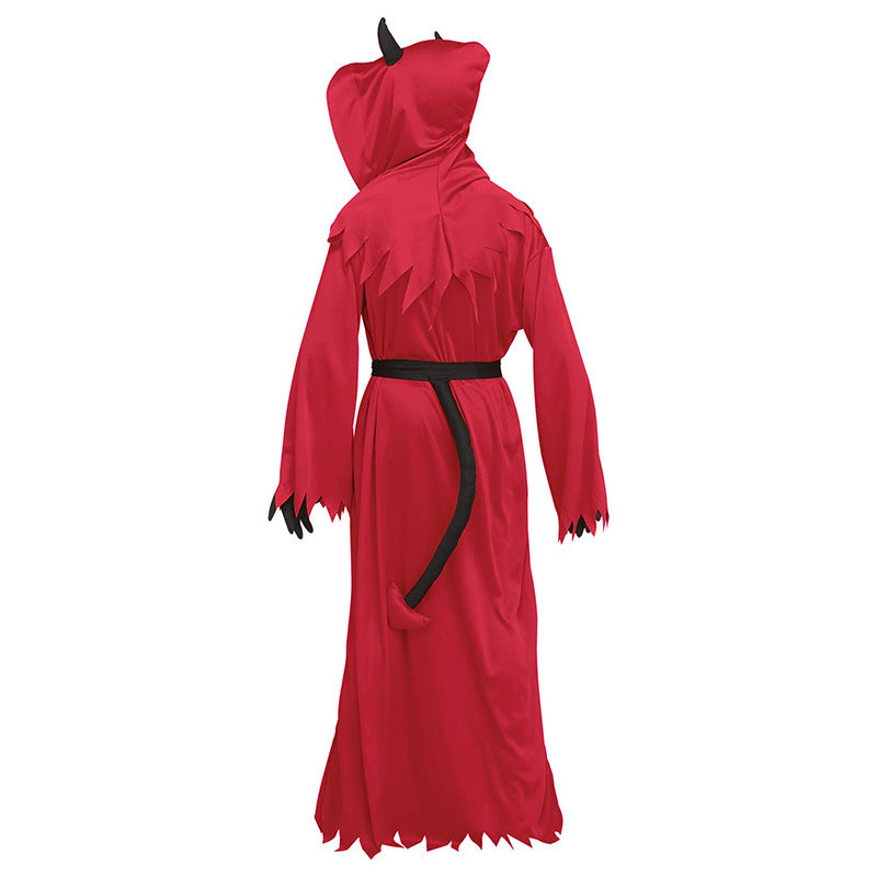 Halloween Children's Devil Costume with Glowing Eyes - Spooky Outfit for Parties & Trick-or-Treat