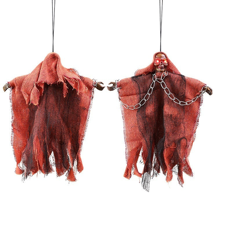 Halloween Ghost Hanger with Glowing Eyes and Chains – Spooky Decoration for Party and Trick-or-Treat