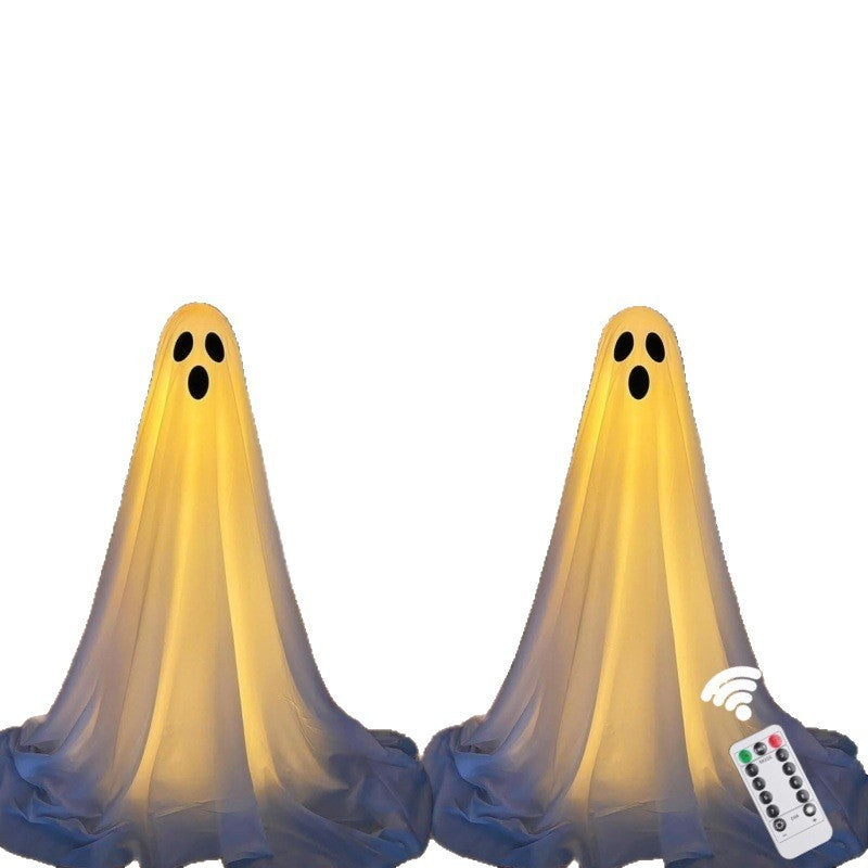 Halloween Decoration Ghost with Hat - Illuminated Ornaments for Party, Atmospheric Decoration and Trick-or-Treat
