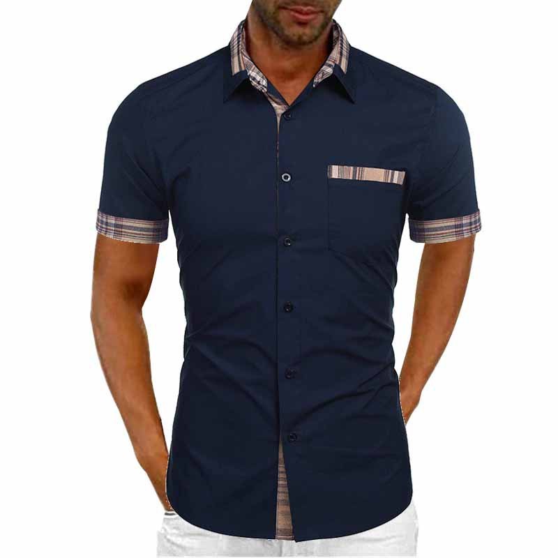 Men's Casual Shirt with Short Sleeve and Contrasting Details – Fashionable and Comfortable for Summer and Leisure Time