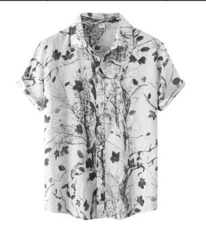 Men's Short Sleeve Shirt with Floral Print – Casual Style for Summer and Vacation