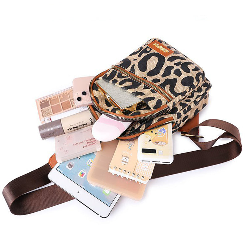 Natalie – Leopard Print Shoulder Bag with Headphone Jack