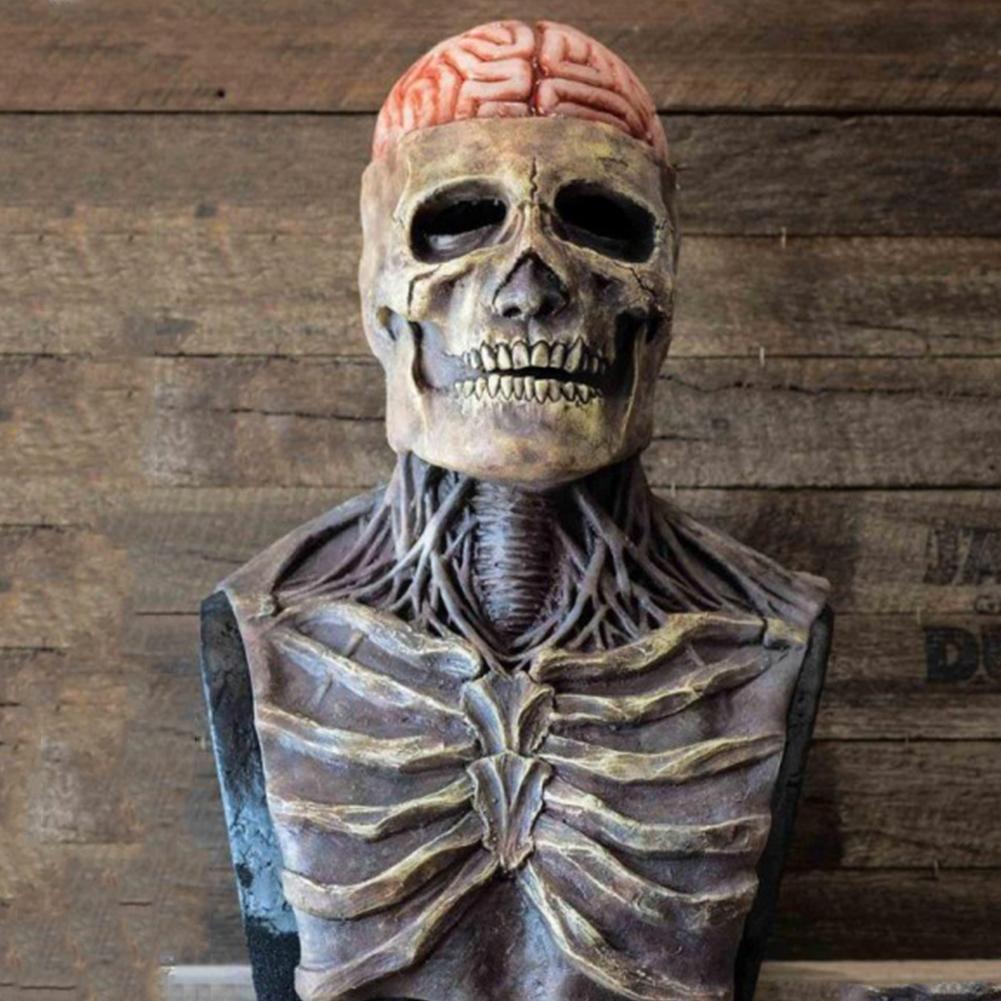 Halloween Brain Skull Mask with Hat – Unisex Funny and Creepy Costume Accessory