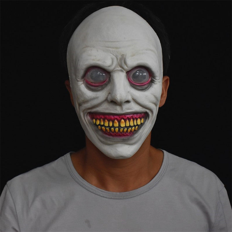 Halloween Demon Latex Mask with White Eyes – Unisex and Creepy Costume Accessory