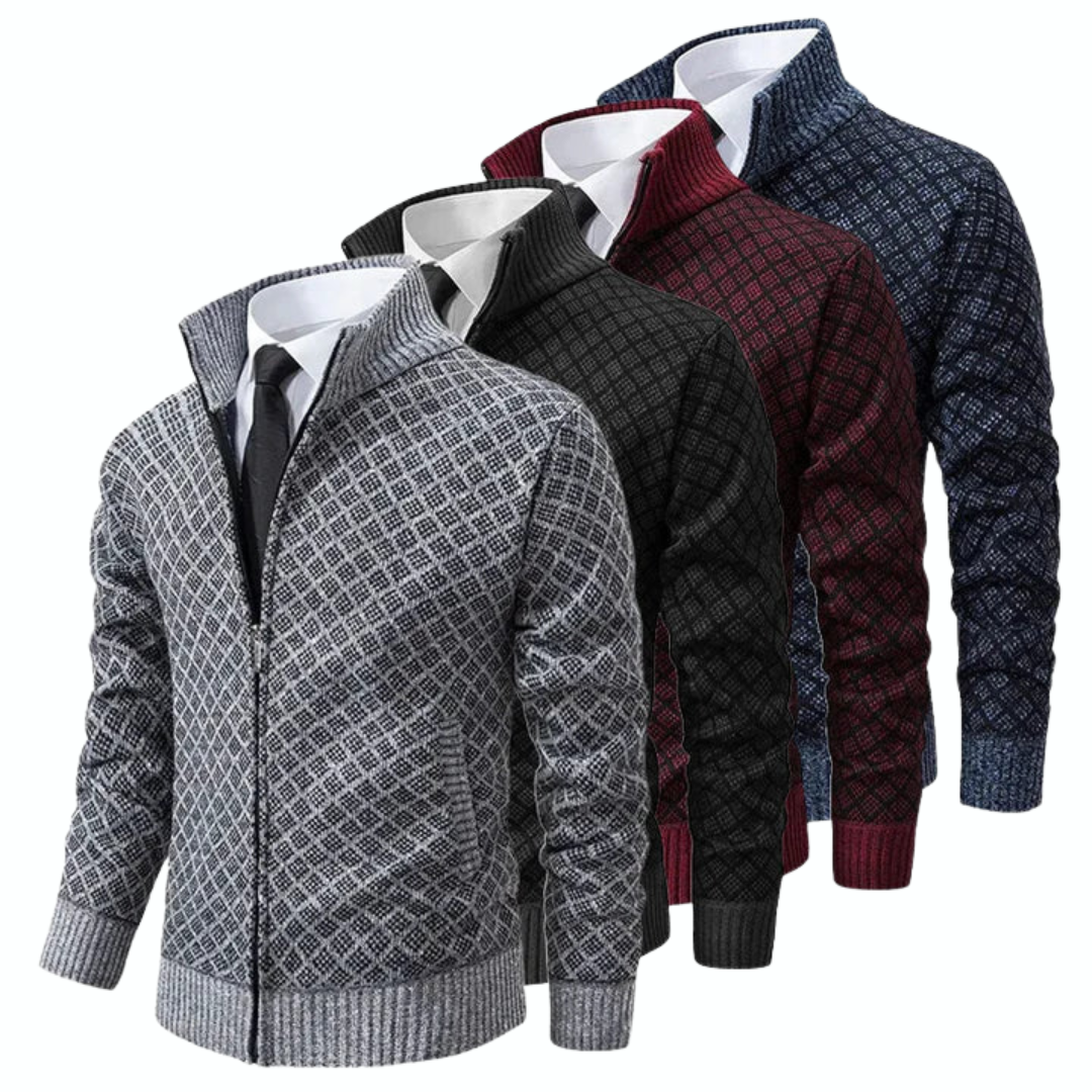 Men's Knitted Jackets Business Casual Geometric Design