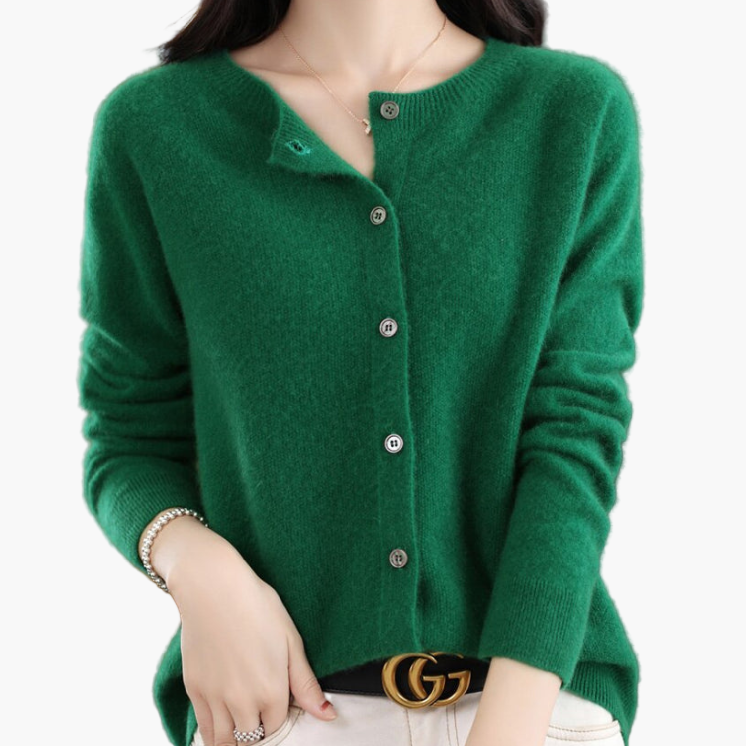 Women's Classic Knitted Cardigan with Round Neck – Stylish and Comfortable for Every Occasion