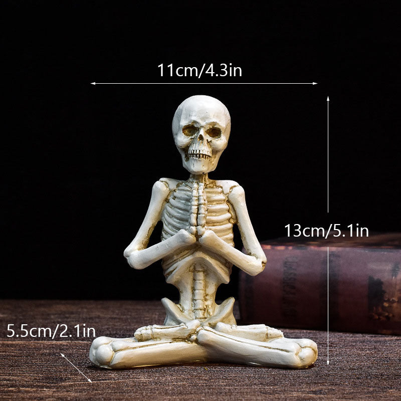 Halloween Decoration Figurines Skeleton Yoga Set – Funny Skull Figurines for Halloween Party, Trick-or-Treat & Spooky Atmosphere