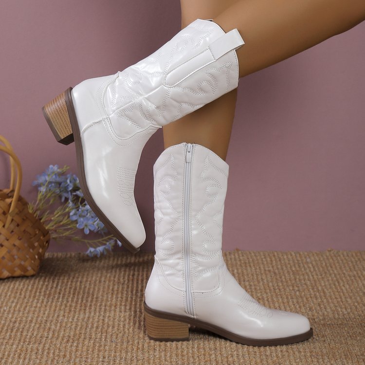 Audrey – Chunky Pointed Heel Western Boots for Women