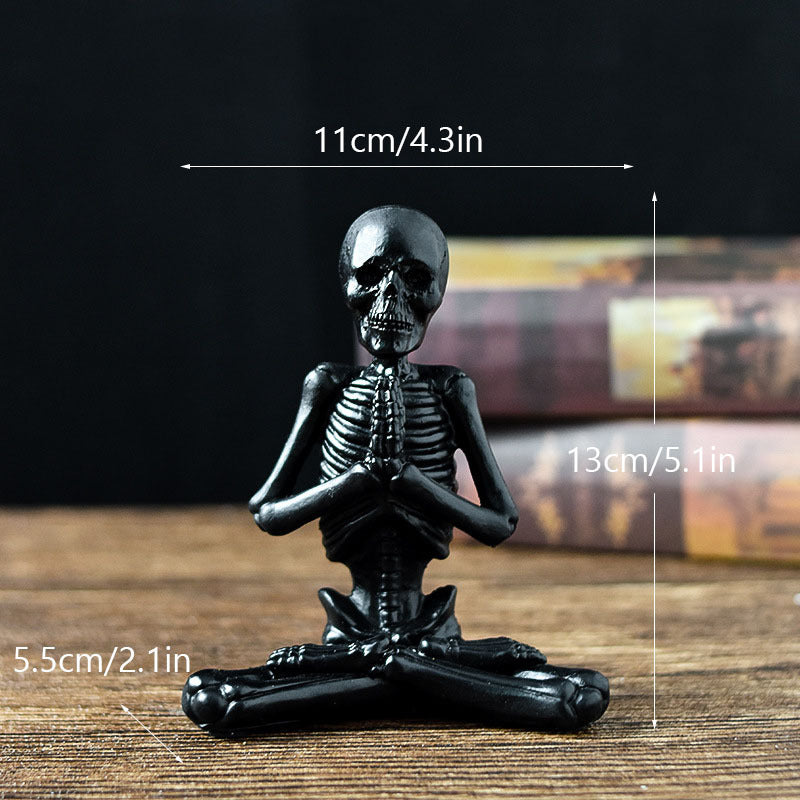 Halloween Decoration Figurines Skeleton Yoga Set – Funny Skull Figurines for Halloween Party, Trick-or-Treat & Spooky Atmosphere