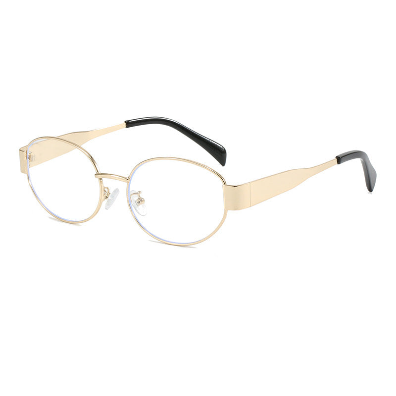 Pamela – Retro Oval Sunglasses with Metal Frame