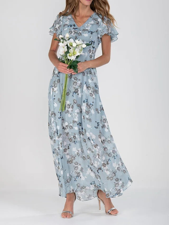 Gabrielle – Women's Elegant Maxi Dress with Butterfly Sleeves – Airy and Romantic