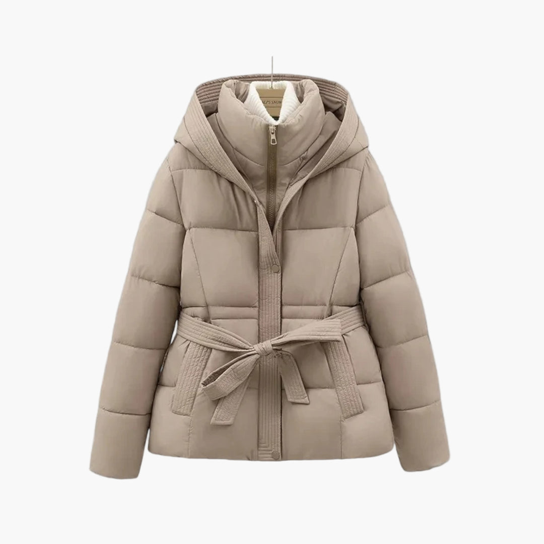 Women's Quilted Winter Parka with Belt for Stylish Warmth and Comfort
