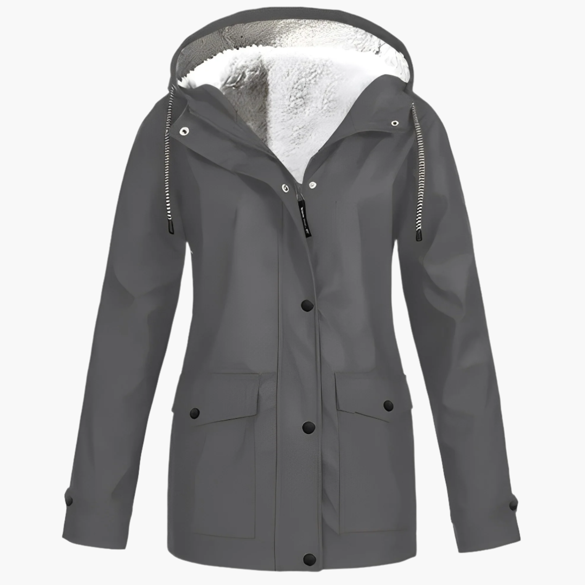 Women's Waterproof Winter Jacket with Fleece Lining – Fashionable Raincoat for Cold Days