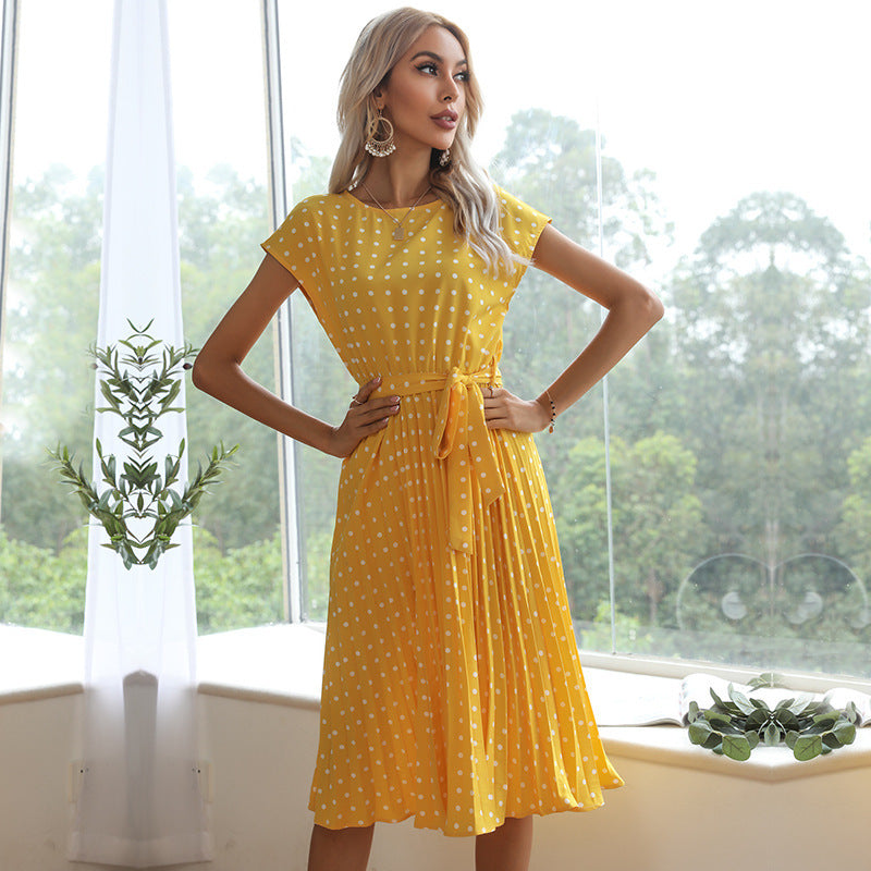 Lydia – Elegant Midi Dress with Polka Dot Print