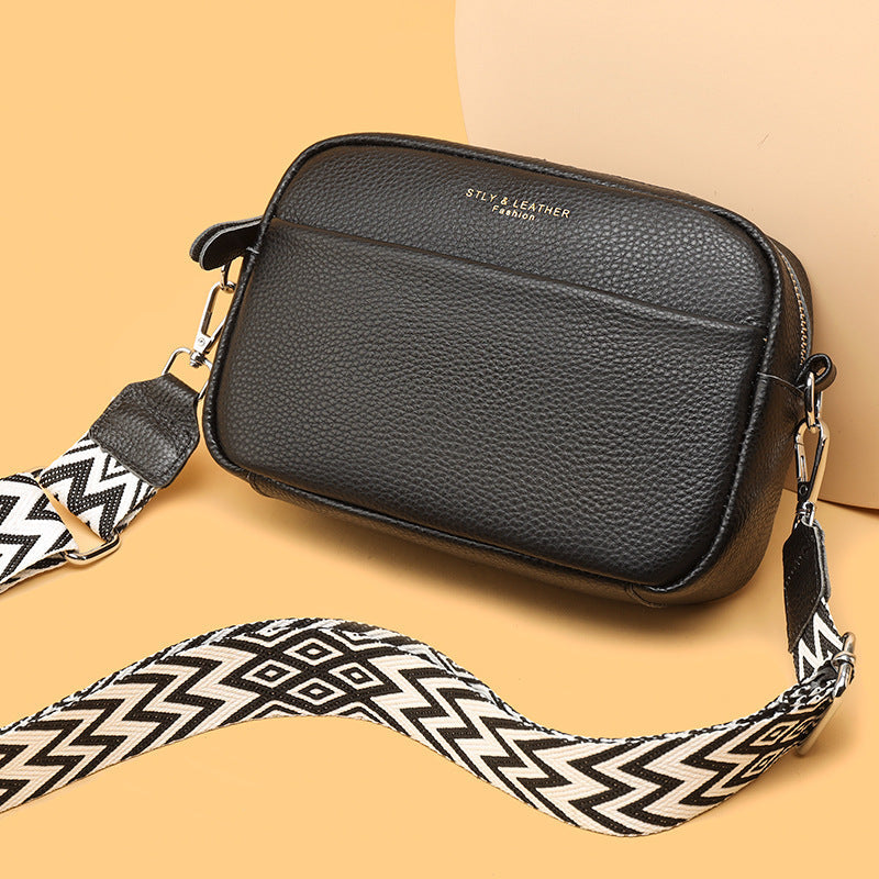 Hayley – Shoulder bag with Rhombus Embroidered Wide Shoulder Strap